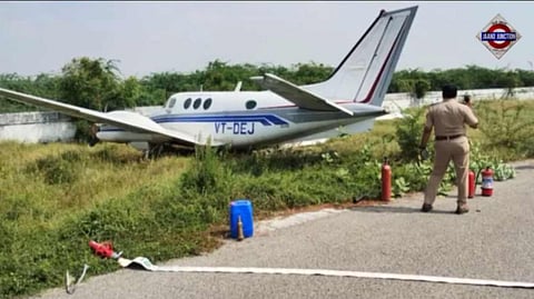 Private Jet In UP Skids Off Runway While Taking Off, Lands In Grass