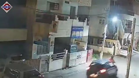 Speeding car hits two-wheeler in Bengaluru.