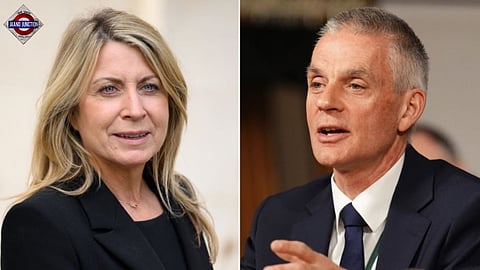 BBC’s Deborah Turness (L) and Tim Davie (R) resign amid Trump documentary backlash.