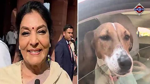 Video: Renuka Chowdhury brings dog to Parliament, says those who bite are inside