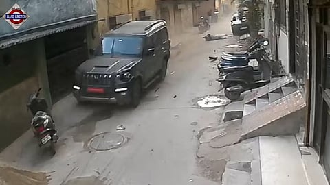 A speeding Scorpio SUV hit a schoolgirl riding a scooter in Gurugram.