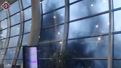 Fire breaks out at Mumbai airport, plumes of smoke fill premises.