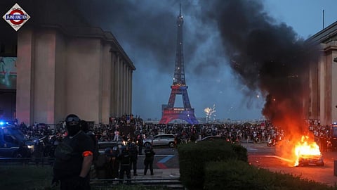 The atmosphere in parts of Paris resembled a riot scene rather than a football celebration.