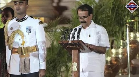 BJP leader George Kurian taking oath as Minister during the swearing-in ceremony of the new Union government at Rashtrapati Bhavan in New Delhi.
