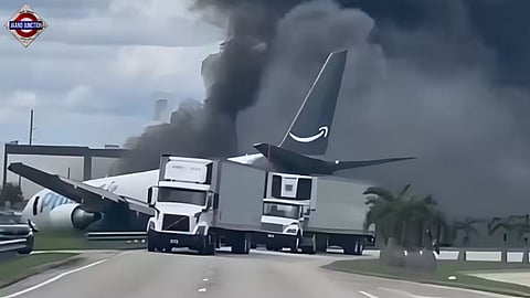 An Amazon Prime Air cargo flight overran a runway at Miami International Airport on Sunday.