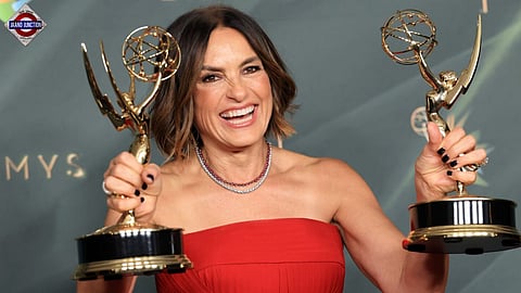 Mariska Hargitay, winner of the Outstanding Documentary Or Nonfiction Special Emmy for "My Mom Jayne: A Film By Mariska Hargitay" poses at the Peacock Theater on Sept. 5, 2026 in Los Angeles.