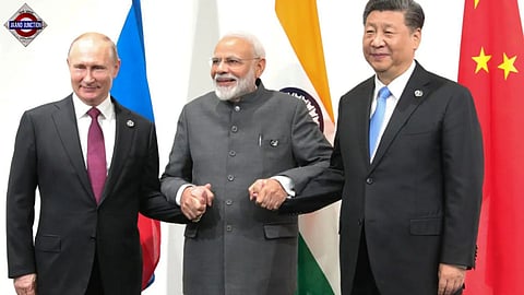 Vladimir Putin with PM Modi and Xi Jinping