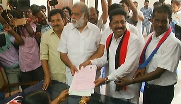 திருப்பரங்குன்றம் இடைத்தேர்தல்: வேட்பு மனுத்தாக்கல் செய்தார் திமுக வேட்பாளர் சரவணன் 