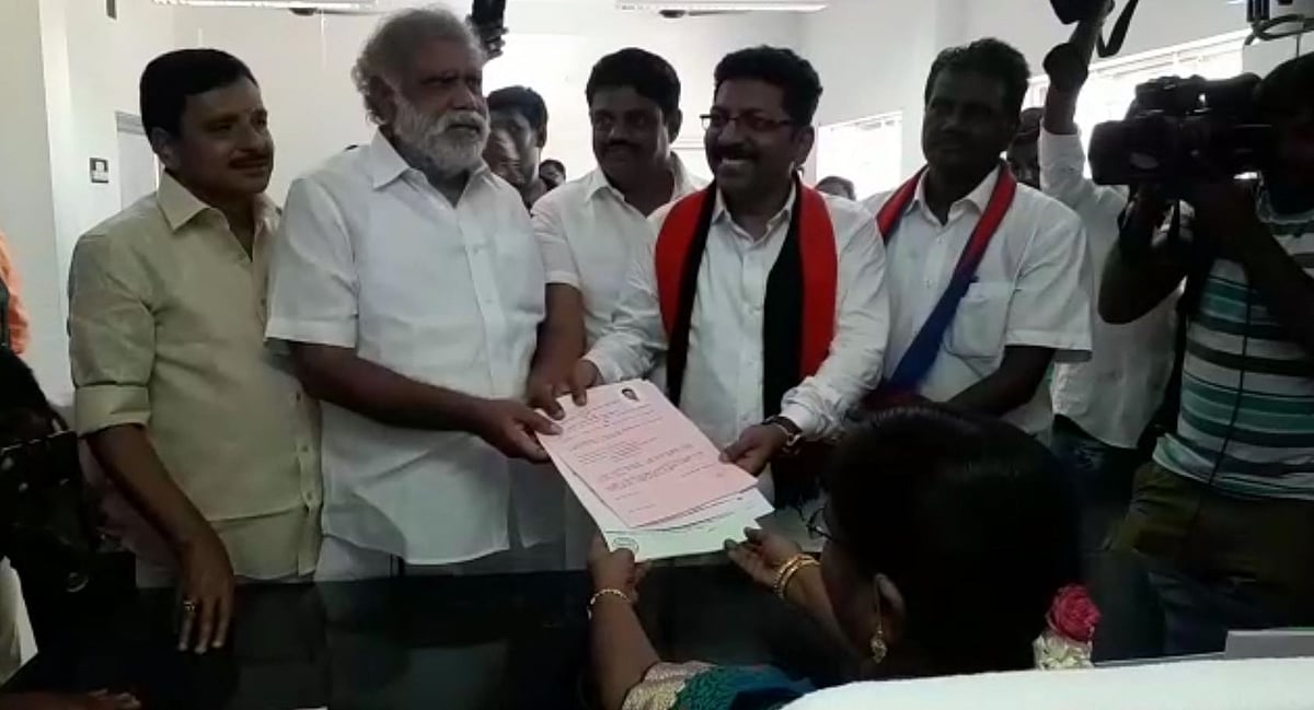 திருப்பரங்குன்றம் இடைத்தேர்தல்: வேட்பு மனுத்தாக்கல் செய்தார் திமுக வேட்பாளர் சரவணன் 