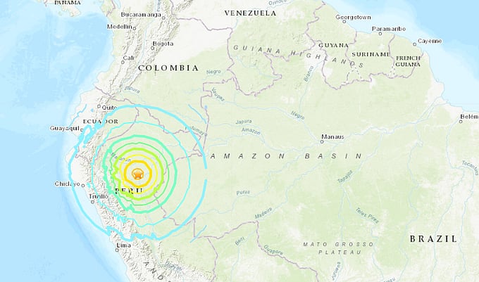 தென் அமெரிக்காவின் பெரு நாட்டில்  சக்திவாய்ந்த நிலநடுக்கம்!