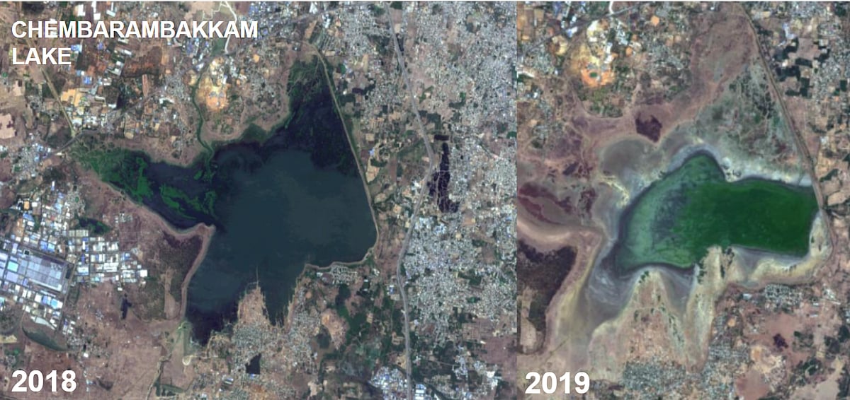 சென்னை ஏரிகள் நீர் இல்லாமல் பாலைவனமாக இருக்கிறது : செயற்கைக்கோள் புகைப்படங்களே சாட்சி 