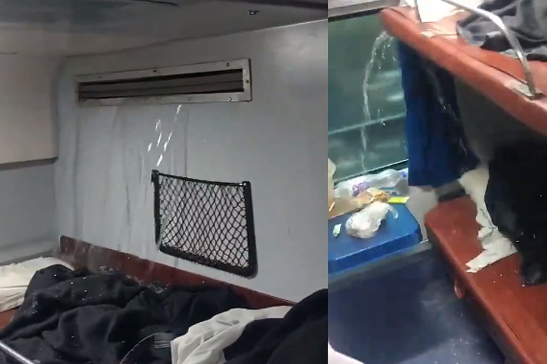 பயணிகள் ரயிலில் ஏசி வழியாக அருவி போல கொட்டிய கழிவறை நீர் : நடவடிக்கை எடுக்காத ரயில்வே