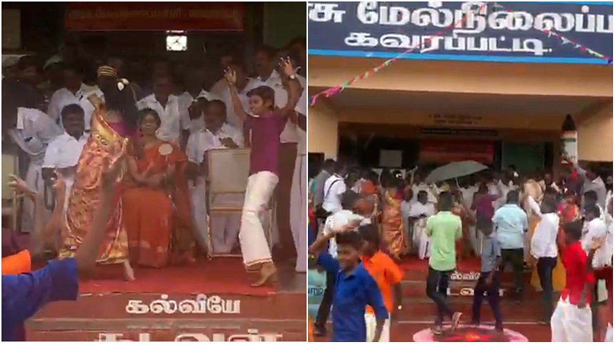 கொட்டும் மழையில் மாணவர்களை ஆடவிட்ட ஆசிரியர்கள் : அமைச்சரை வரவேற்பதற்காக நிகழ்ந்த கொடுமை!