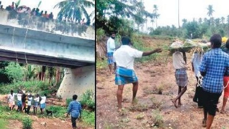 பட்டியலினத்தவர் உடலை தகனம் செய்ய அனுமதி மறுத்து தீண்டாமை - கொட்டும் மழையில் பெட்ரோல் ஊற்றி எரித்த கொடூரம்