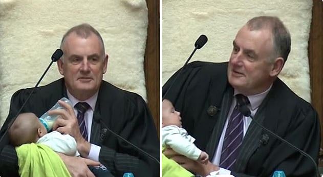 நாடாளுமன்றத்தில் எம்.பி-யின் குழந்தைக்குப் பாலூட்டித் தூங்கவைத்த சபாநாயகர் : நெகிழ்ச்சி சம்பவம்! (Video)