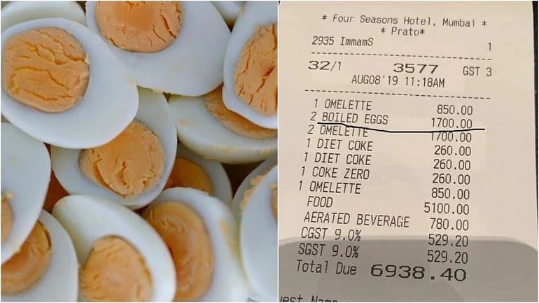 “மும்பை நட்சத்திர விடுதி ஒன்றில் 2 அவித்த முட்டை விலை ரூ.1,700 ” : அதிர்ந்து போன வாடிக்கையாளர்!