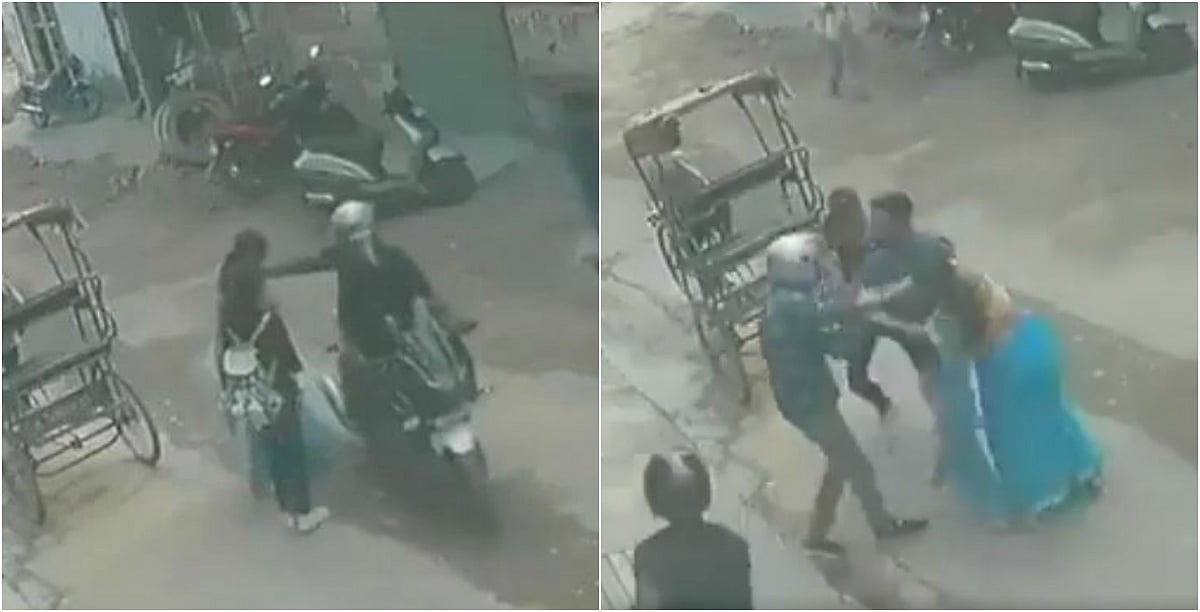 செயினை பறிக்க முயன்ற திருடனுக்கு தர்ம அடி : வண்டியிலிருந்து கீழே தள்ளி செயினை மீட்ட பெண்கள்!