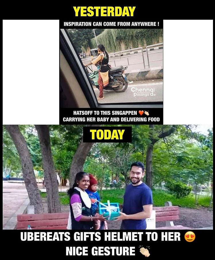 “குழந்தையை நெஞ்சில் சுமந்து உலகை சுற்றிக் காட்டுவதாக உணர்கிறேன்”: Uber Eats டெலிவரி பெண் நெகிழ்ச்சி!