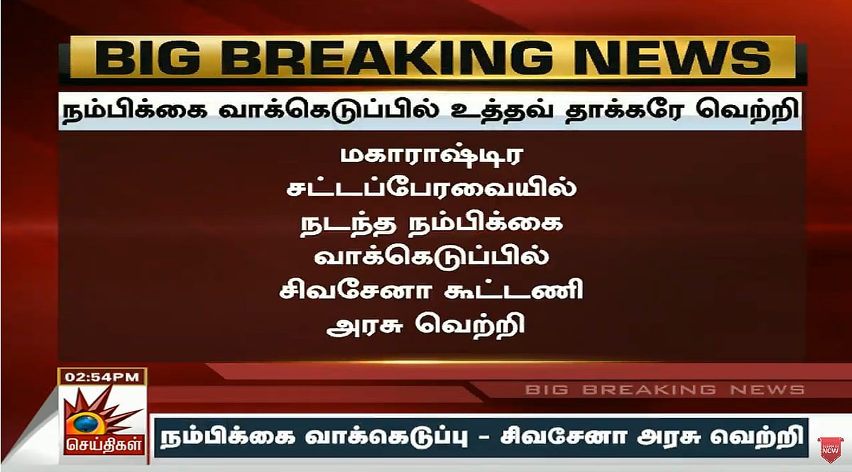 #LIVE மகாராஷ்டிரா சட்டசபையில் நம்பிக்கை வாக்கெடுப்பு - சிவசேனா அரசு வெற்றி!