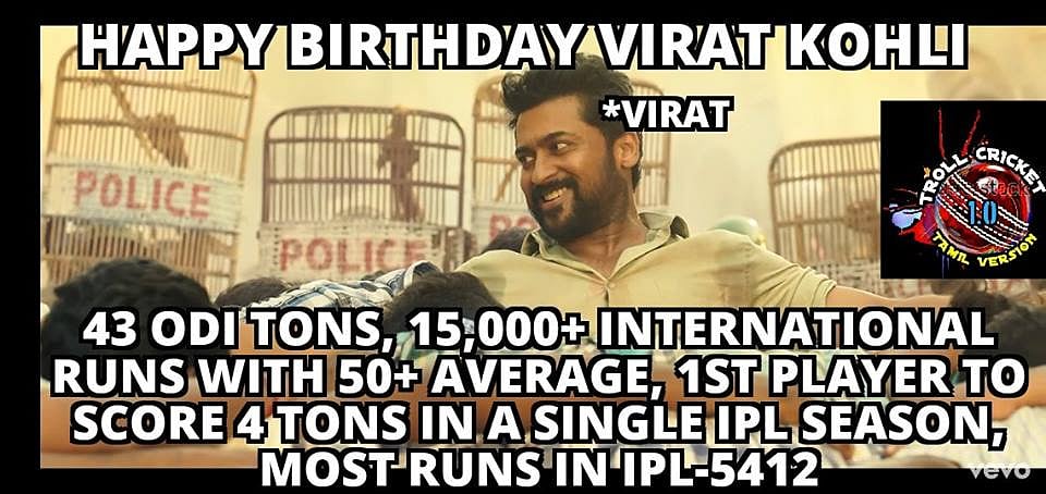 ''ஆல் ஏரியாலயும் அய்யா கில்லி டா''-விராட் கோலி பிறந்தநாள் தின மீம் தொகுப்பு!