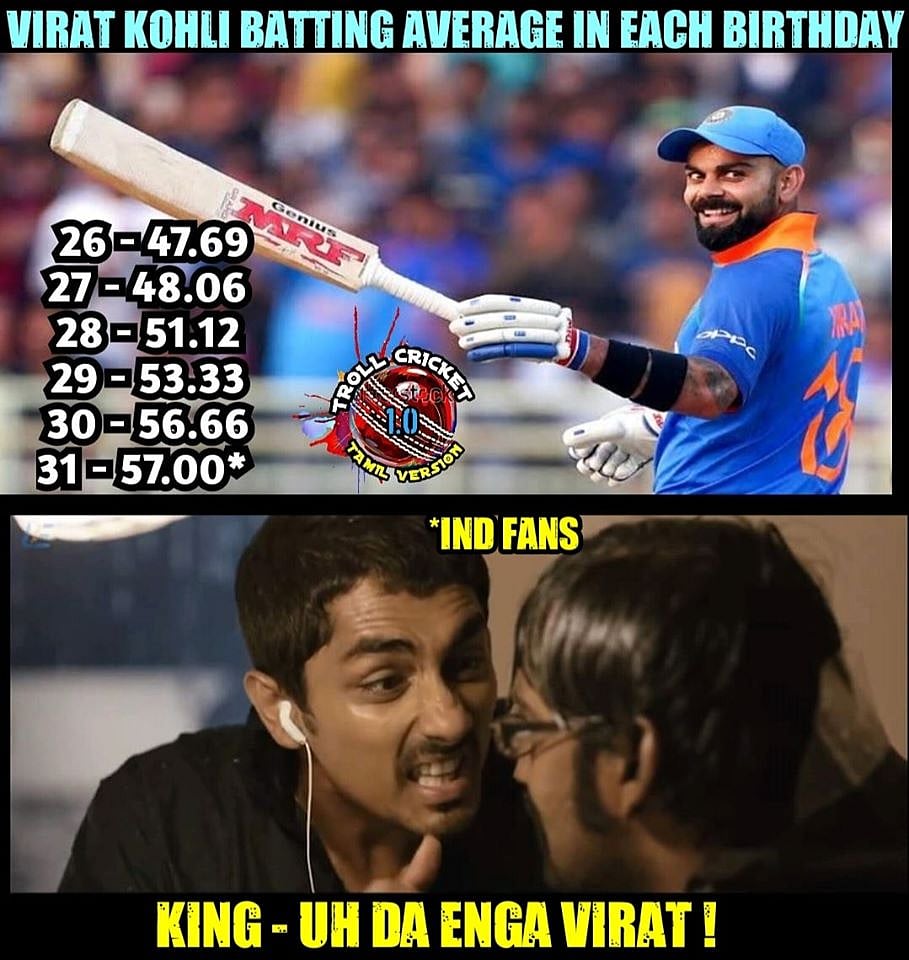 ''ஆல் ஏரியாலயும் அய்யா கில்லி டா''-விராட் கோலி பிறந்தநாள் தின மீம் தொகுப்பு!