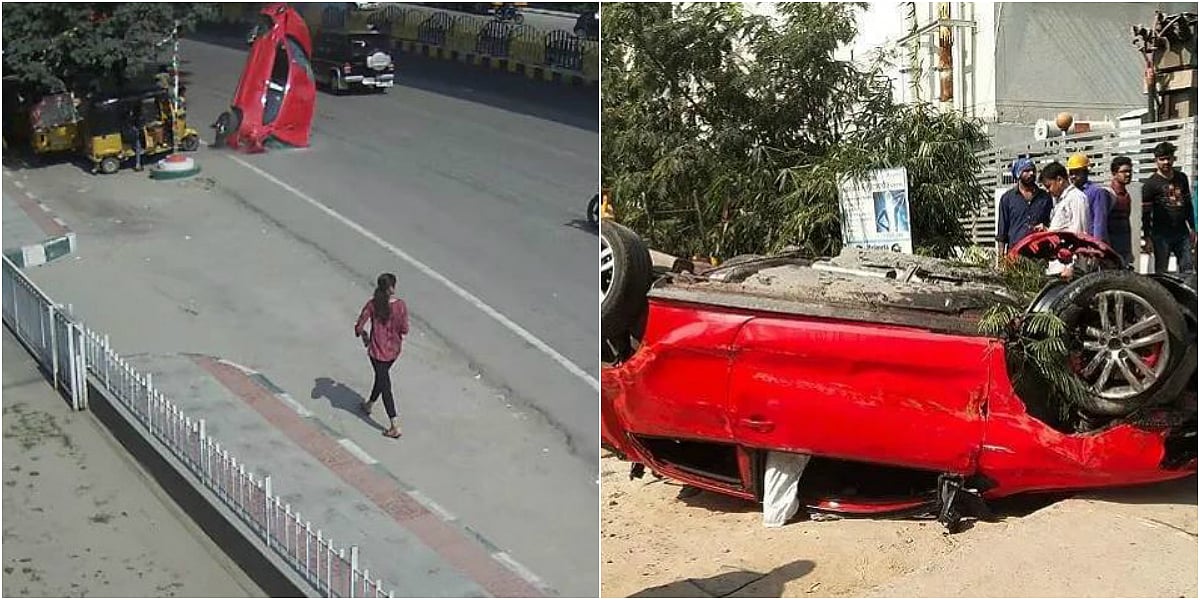 பாலத்திலிருந்து பறந்து விழுந்த கார்... ஒருவர் பலி - பதைபதைக்கச் செய்யும் சிசிடிவி காட்சி! (Viral Video)