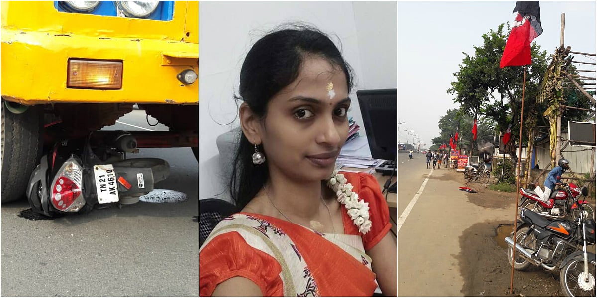 இளம்பெண் படுகாயம் : லாரி டிரைவர் மீது மட்டும் வழக்கு... அதிமுக பிரமுகரை காப்பாற்ற நினைக்கிறதா காவல்துறை?