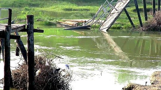 உடைந்த மரப்பாலம்