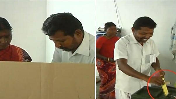 அதிகாரிகள் முன்னிலையில் சரமாரியாக கள்ள ஓட்டு போட்ட அ.தி.மு.க நிர்வாகி : சேலத்தில் அராஜகம்!