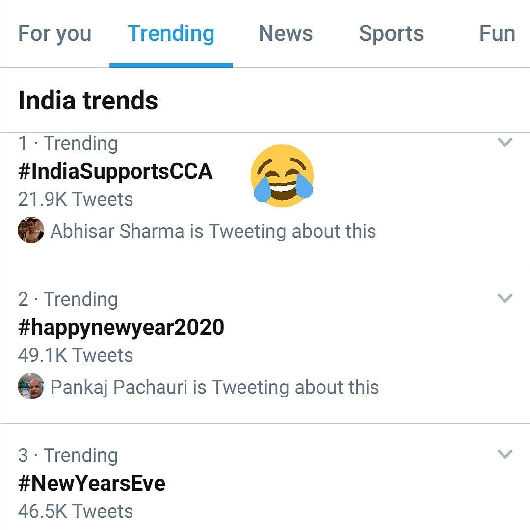 “இந்த அவமானம் தேவையா?” : CAA-வுக்கு ஆதரவாக ட்ரெண்ட் செய்வதாக நினைத்து அசிங்கப்பட்ட பா.ஜ.கவினர்!