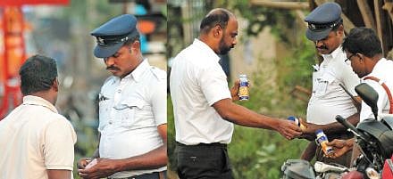 “ஃபைன் வேண்டாம் ஜூஸ் வாங்கிக்கொடு” : வாகன ஓட்டிகளிடம் நூதன முறையில் வசூல் செய்யும் போலிஸ்!