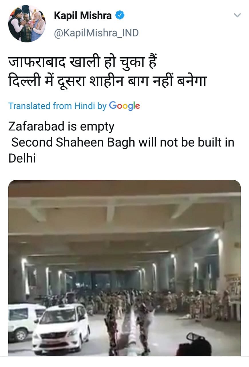 "இன்னொரு ஷாஹீன்பாக் உருவாகாமல் தடுத்துவிட்டோம்” : வன்முறையைத் தூண்டிய பா.ஜ.க பிரமுகரால் மீண்டும் சர்ச்சை!