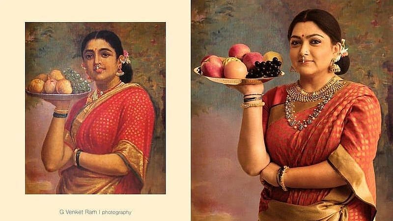 “ரவிவர்மாவின் ஓவியங்களாக மாறிய நடிகைகள்” : சமந்தா, ஸ்ருதிஹாசன், குஷ்பூ என வைரலாகும் புகைப்படங்கள்!
