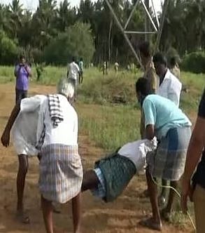 விளைநிலங்களில் உயர்மின் கோபுரம் அமைத்து இழப்பீடு தராததால் மனஉளைச்சல் : மின் கம்பத்திலேயே விவசாயி தற்கொலை!