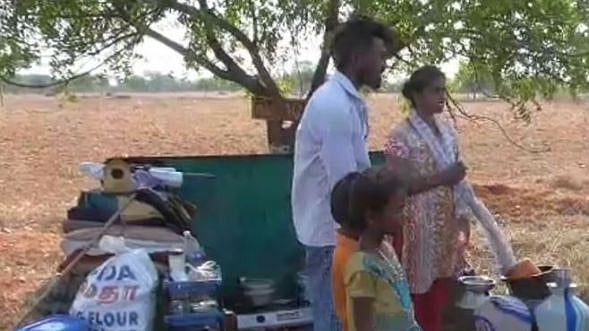 ஊரடங்கால் வாழ்வாதாரம் இழந்த கட்டடத் தொழிலாளி - வாடகைக் கொடுக்க முடியாமல் சாலை ஓரத்தில் குடியேறிய அவலம்!