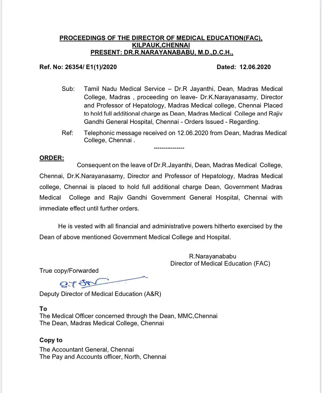 சென்னை ராஜீவ் காந்தி அரசு மருத்துவமனையின் டீனுக்கு கொரோனா? - திடீர் விடுப்பால் பரபரப்பு!