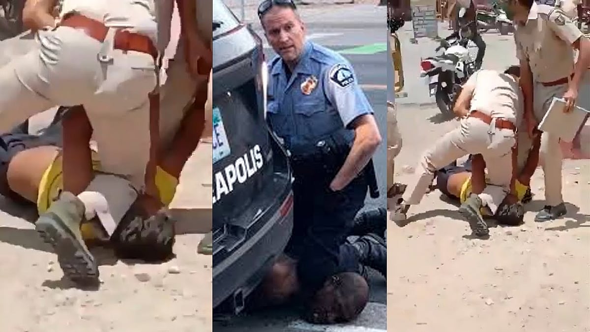 “அமெரிக்காவில் நடந்த கொடுமை இந்தியாவிலும் தொடர்கிறது” : இளைஞரின் கழுத்தில் முட்டியால் அழுத்திய போலிஸ்!