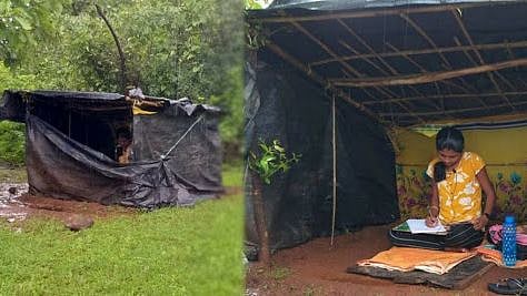 “சிக்னல் கிடைக்காததால் மலையில் குடில் அமைத்து கல்வி கற்கும் மாணவி” : ஆன்லைன் கல்வியால் அரங்கேறும் அவலம்!