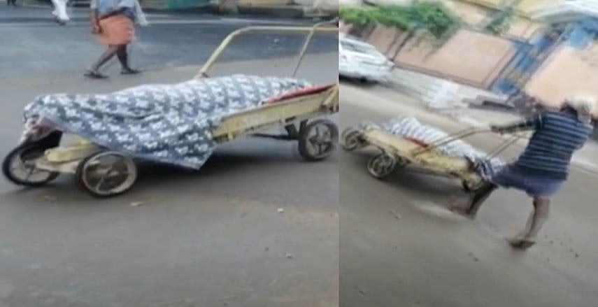 தேனியில் உயிரிழந்த கொரோனா நோயாளி.. ஆம்புலன்ஸ் வராததால் தள்ளுவண்டியில் சடலத்தை எடுத்துச் சென்ற அவலம்!