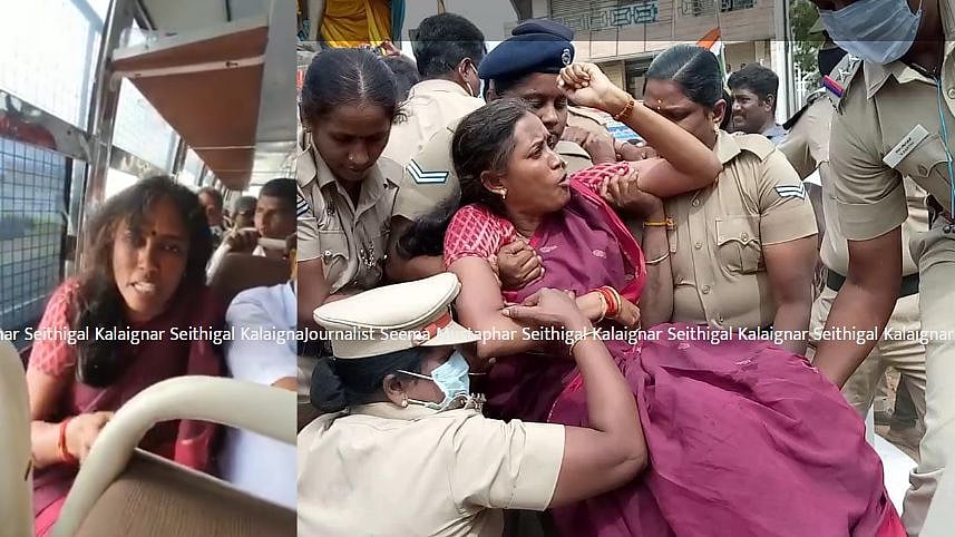 “60 ஆண்டு பழைமையான காந்தி சிலையை அகற்றிய எடப்பாடி அரசு” : ஜோதிமணி MP-யிடம் அராஜகத்தில் ஈடுபட்ட காவல்துறை!