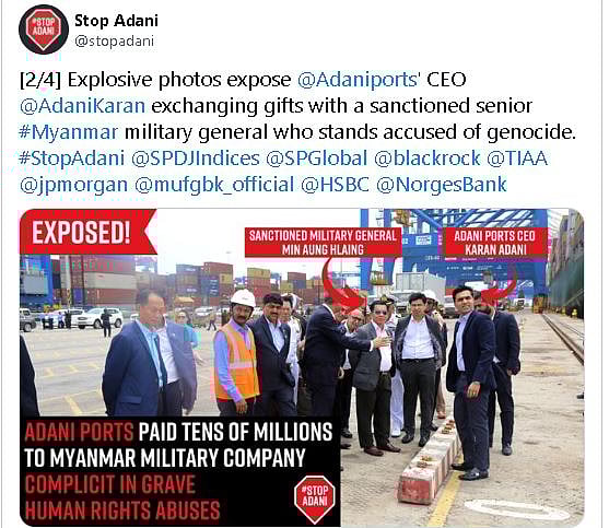 “மக்களைக் கொல்லும் மியான்மர் ராணுவத்திற்கு நிதி அளித்த அதானி”- செய்தி நிறுவனம் வெளியிட்ட அதிர்ச்சி தகவல்!