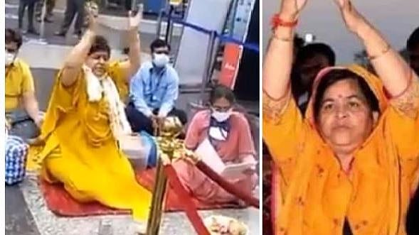 “சாமானியருக்கு அடி உதை.. அமைச்சருக்கு?”- முகக்கவசம் அணியாமல் விமானநிலையத்தில் பூஜை செய்த பா.ஜ.க அமைச்சர்!