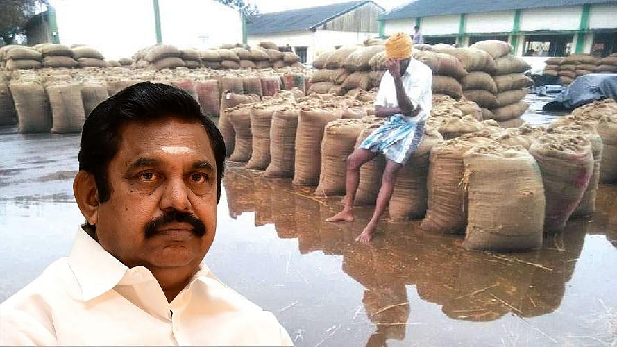 மழையில் நனைந்து வீணாகும் நெல் மூட்டைகள் : கடைசி நேரத்திலும் விவசாயிகள் மீது அக்கறை காட்டாத எடப்பாடி அரசு!