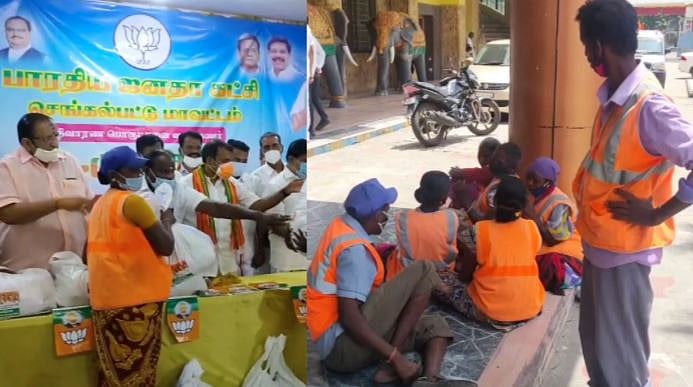 நிவாரணம் வழங்குவதிலும் விளம்பரம் தேடும் பாஜக? தூய்மை பணியாளர்களை காக்க வைத்து அனுப்பிய அவலம்!