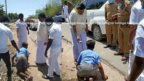 சுட்டெரிக்கும் வெயிலில் சாலையோரம் தவழ்ந்து சென்ற மாற்றுத்திறனாளி.. காரை நிறுத்திய உதவிய அமைச்சர் KN.நேரு!