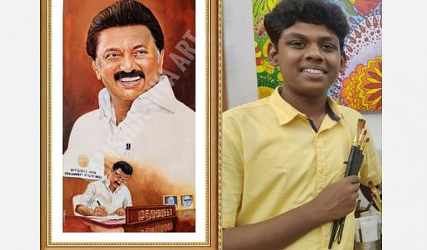 “கொரோனா நிவாரண நிதிதிரட்ட ‘முதல்வரின் முதல் கையெழுத்து’ ஒவியம் ஏலம்” : 11ம் வகுப்பு மாணவன் அசத்தல் !