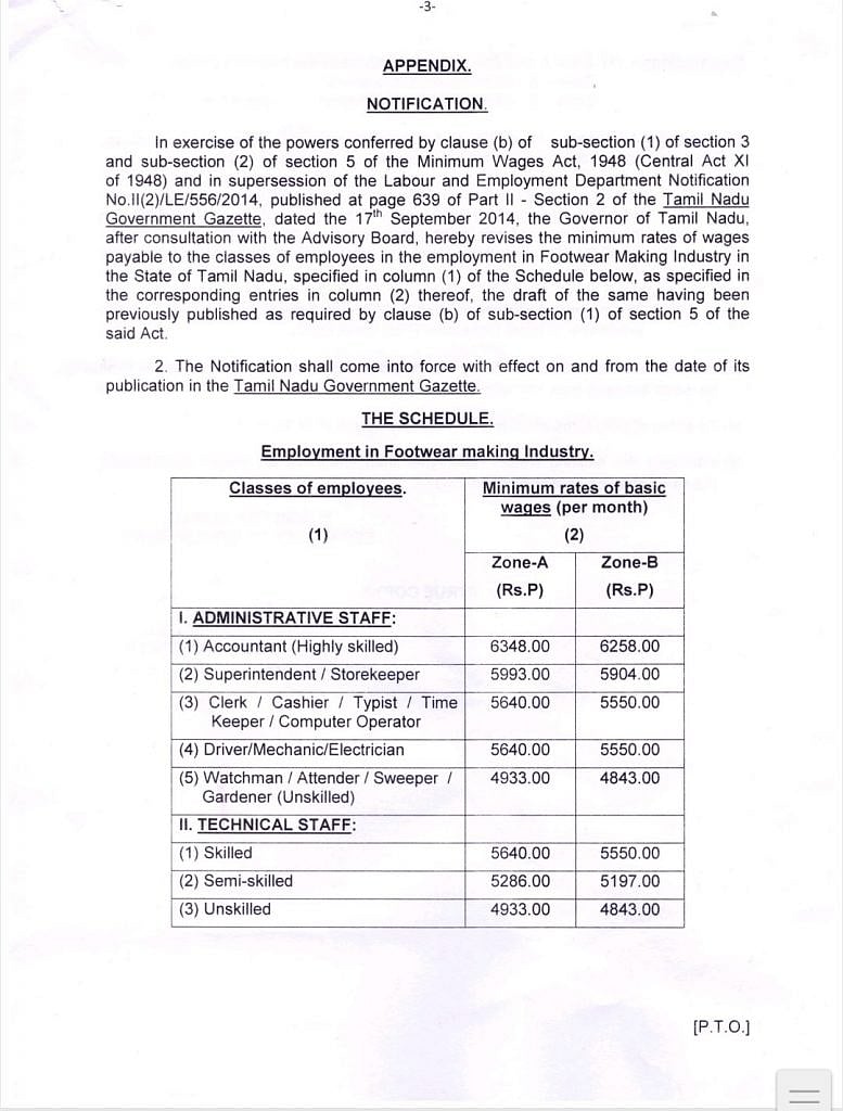 காலணி தயாரிக்கும் ஊழியர்கள் முதல் அனைத்து ஊழியர்களுக்கும் குறைந்தபட்ச ஊதியம் நிர்ணயம்: அரசாணை வெளியீடு!