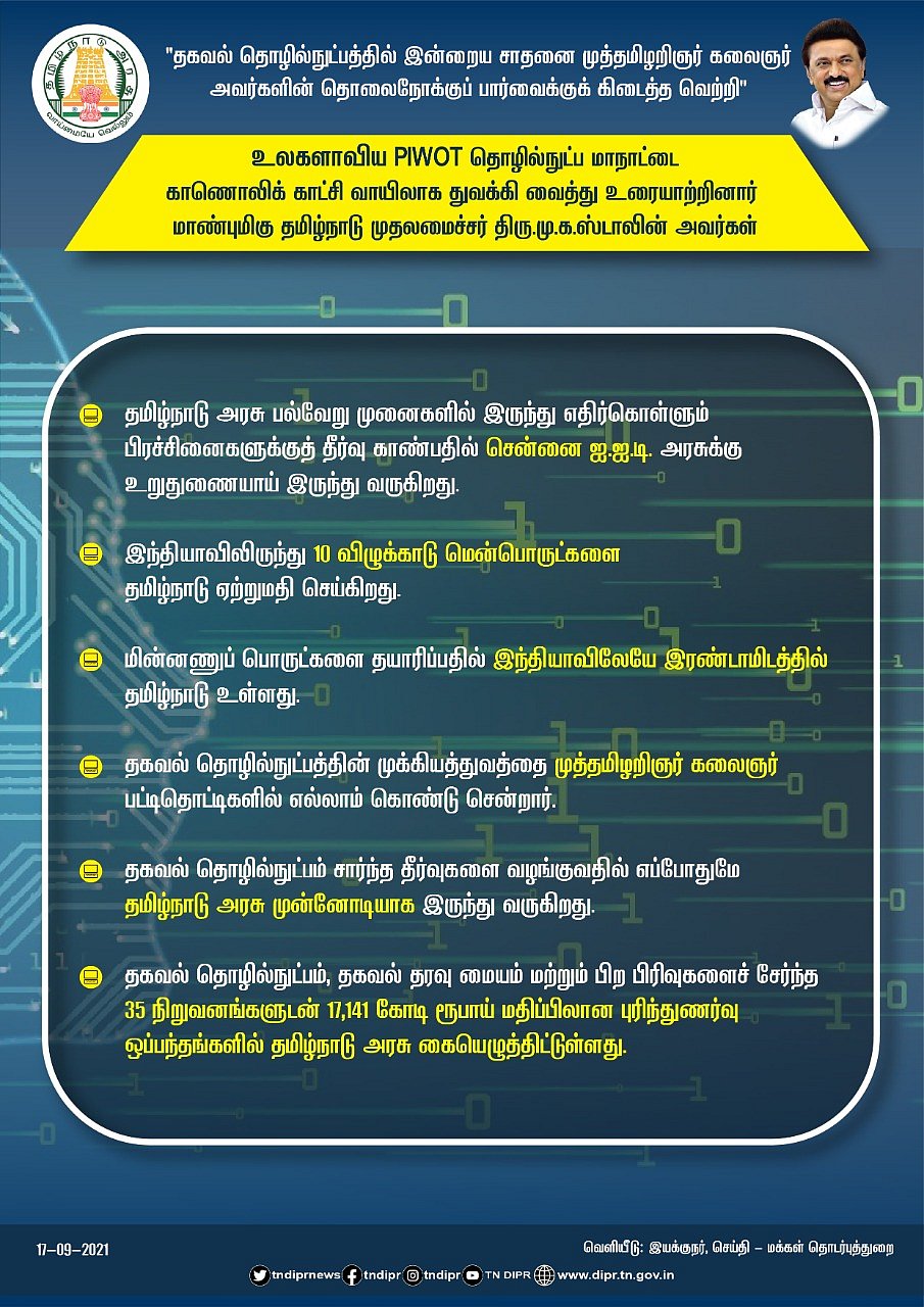 “ITயில் தமிழ்நாட்டின் இன்றைய சாதனை, கலைஞரின் தொலைநோக்கு பார்வைக்குக் கிடைத்த வெற்றி”: முதலமைச்சர் பேச்சு!