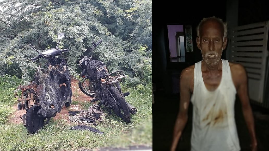 செலவுக்கு பணம் கேட்டு தராத ஆத்திரம்..  வீட்டில் இருந்த டூவீலர் வாகனங்களை தீ வைத்து எரித்த முதியவர்!