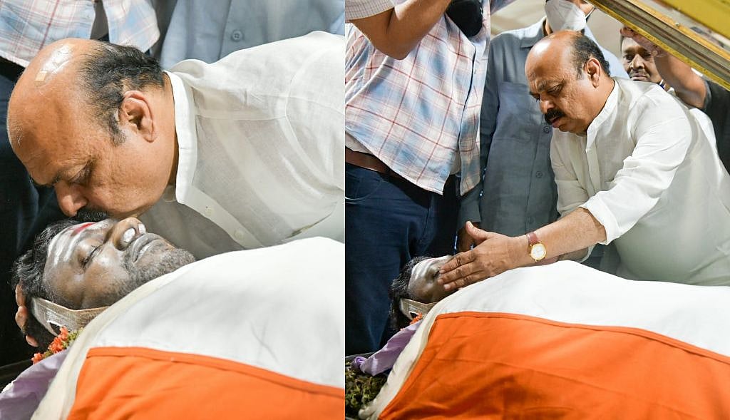 புனீத் ராஜ்குமாருக்கு இறுதி முத்தம் கொடுத்த வழியனுப்பி வைத்த கர்நாடக முதலமைச்சர்: திரைத்துறையினர் அஞ்சலி!